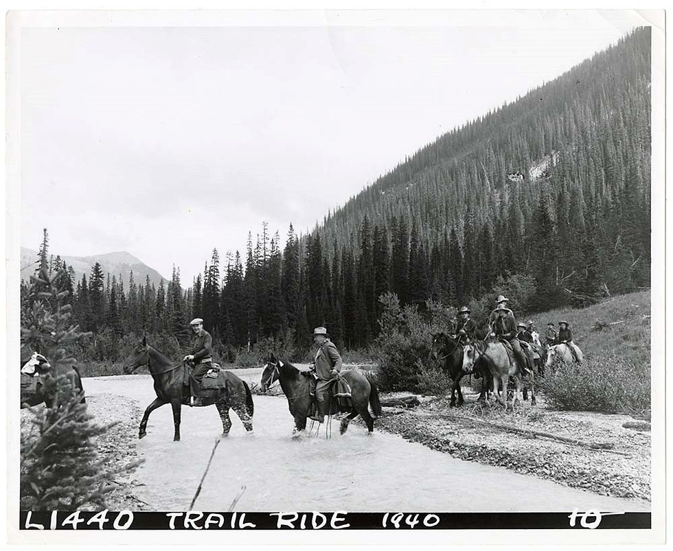 1940 trail ride through the Alberta foothills — a historic photograph